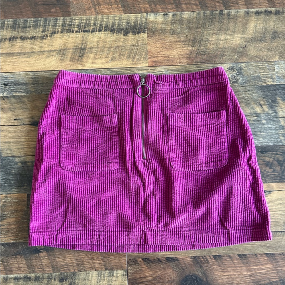Purple Corduroy Mini Skirt with Pockets